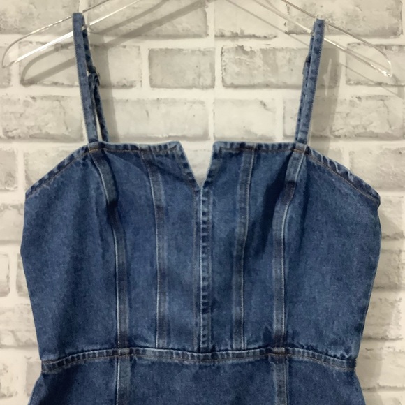 You Com Smocked back jeans straps mini-dress Size M (698) - Picture 4 of 16
